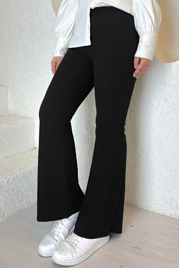 Ispanyol Paça Scuba Pantolon - Siyah - 3