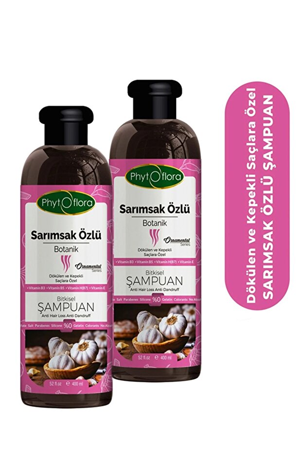 Tuzsuz Yağlı Ve Dökülen Ve Kepekli Saçlara Özel Sarımsak Özlü Bitkisel Şampuan 400 ml, 2 Adet - 1