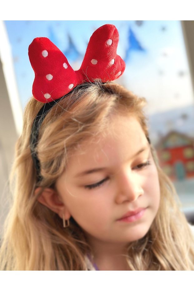 Cute Giant Large 3d Dimensional Toy Plush Minnie Mouse Red Polka Dot Bow Crown Women's Children's Crown