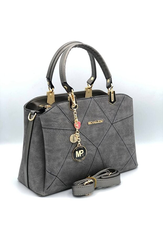 Pera Style Women's Hand and Shoulder Bag 3 Compartments Gray