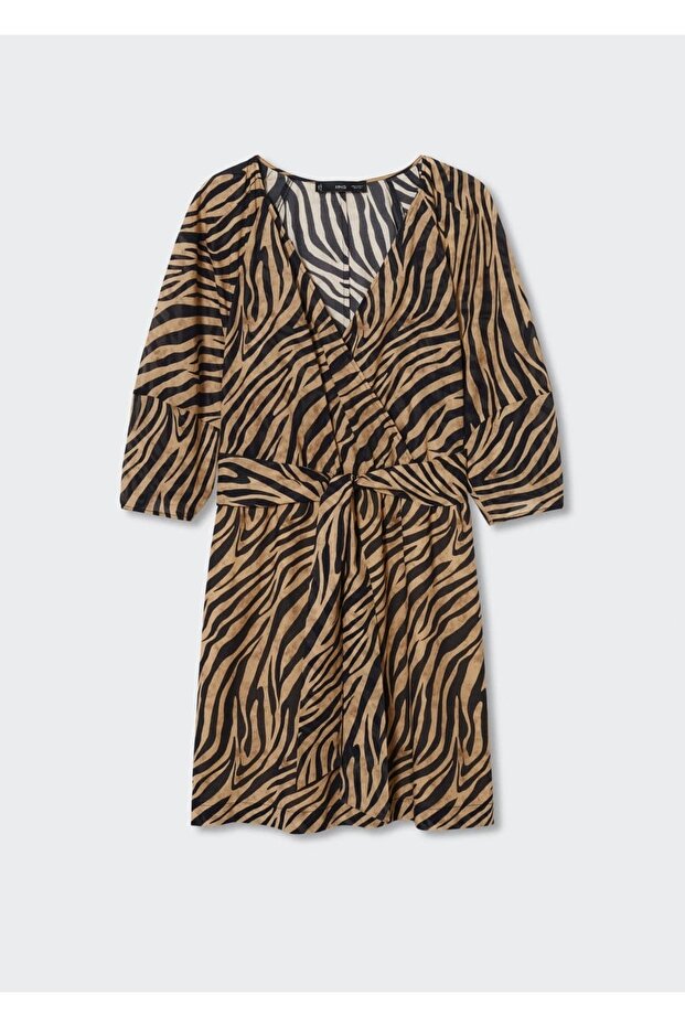 Leopar Desenli Elbise - 3