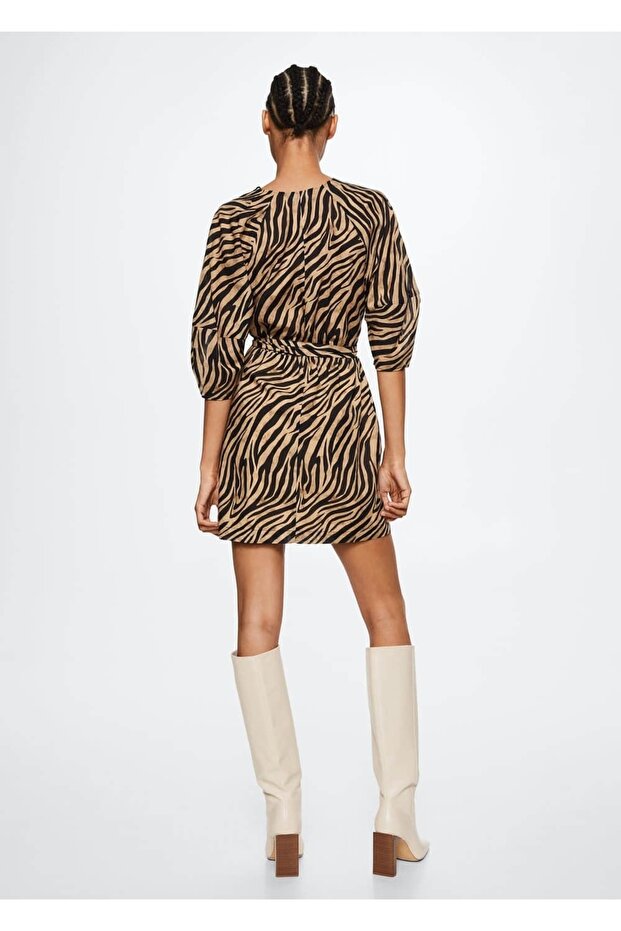 Leopar Desenli Elbise - 4