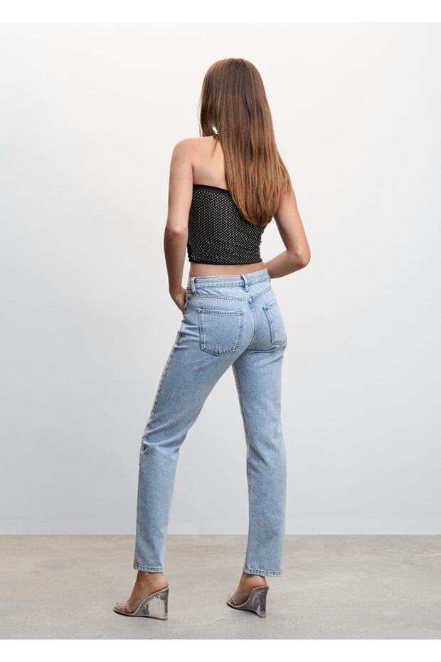 Strass Taşlı Straplez Bluz - 4