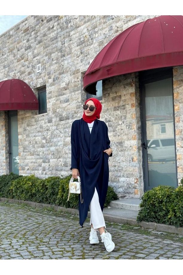 Tesettür Çapraz Kanguru Tunik Lacivert Model-417 - 3