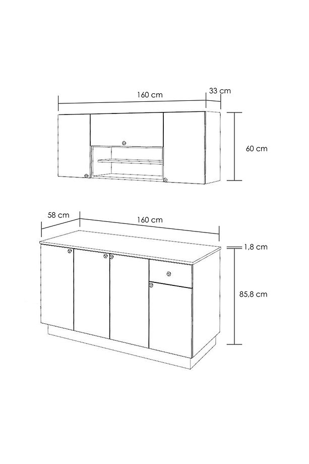 160 Cm Ahşap Mdf Tezgahlı Modern Hazır Mutfak - 4