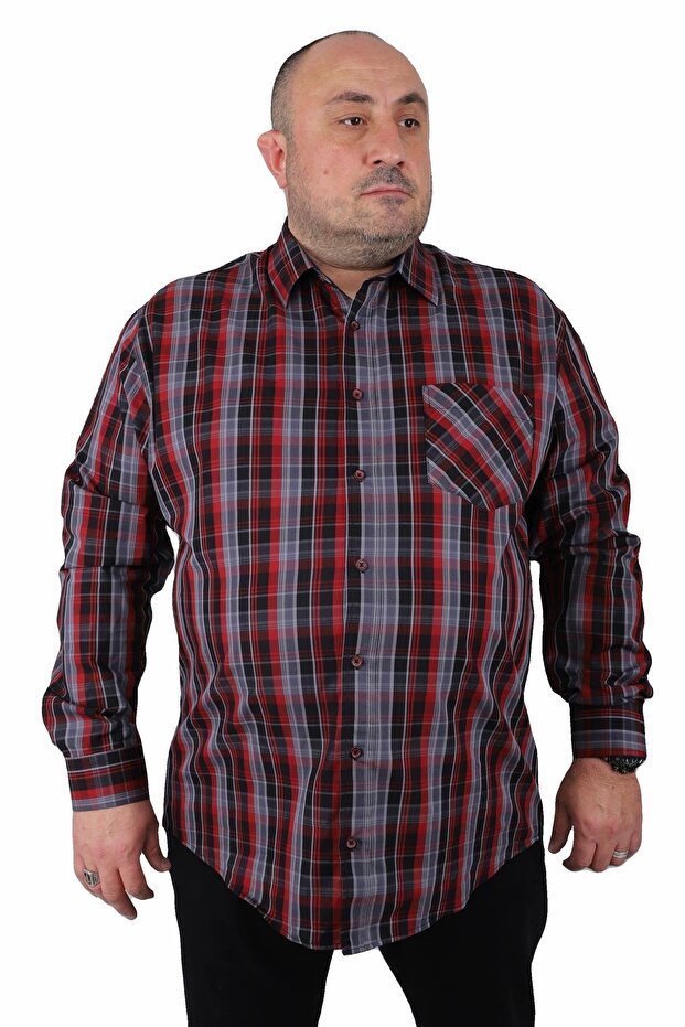 Large Size Men's Pocket Shirt Estacional 23372 Claret Red