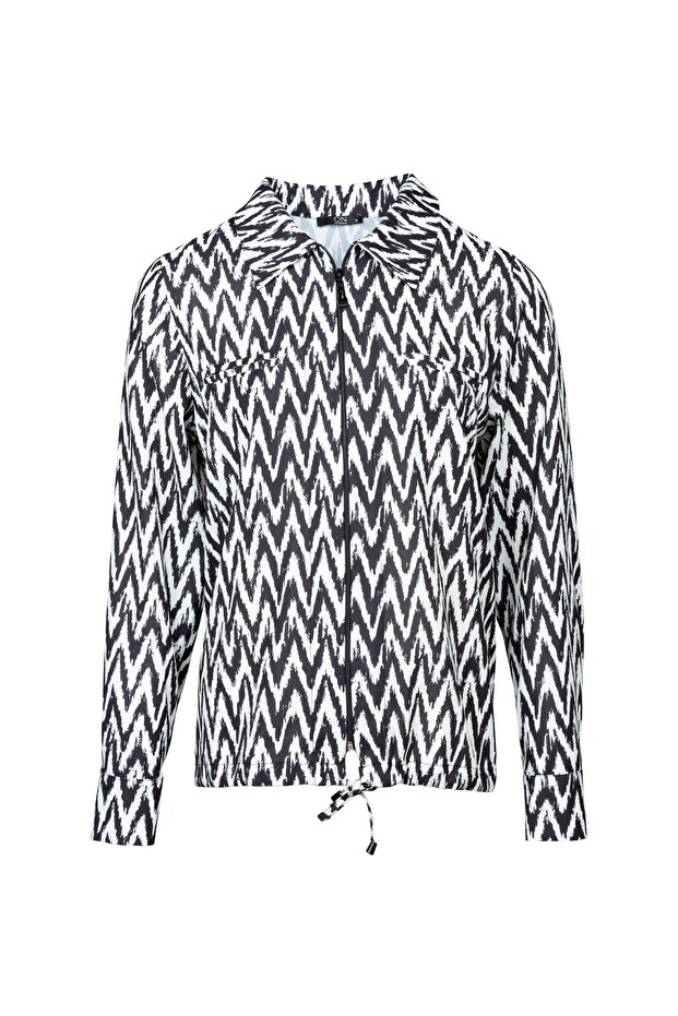 Zippered Patterned Jacket - 1