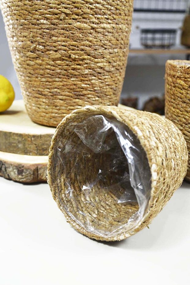 Hasır 3 Lü Saksı Seti - 2