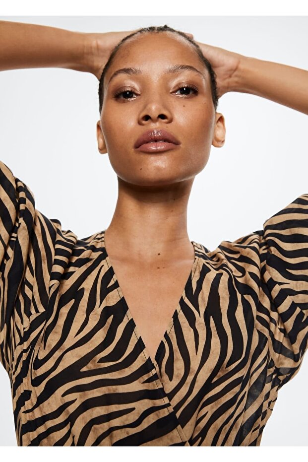 Leopar Desenli Elbise - 5