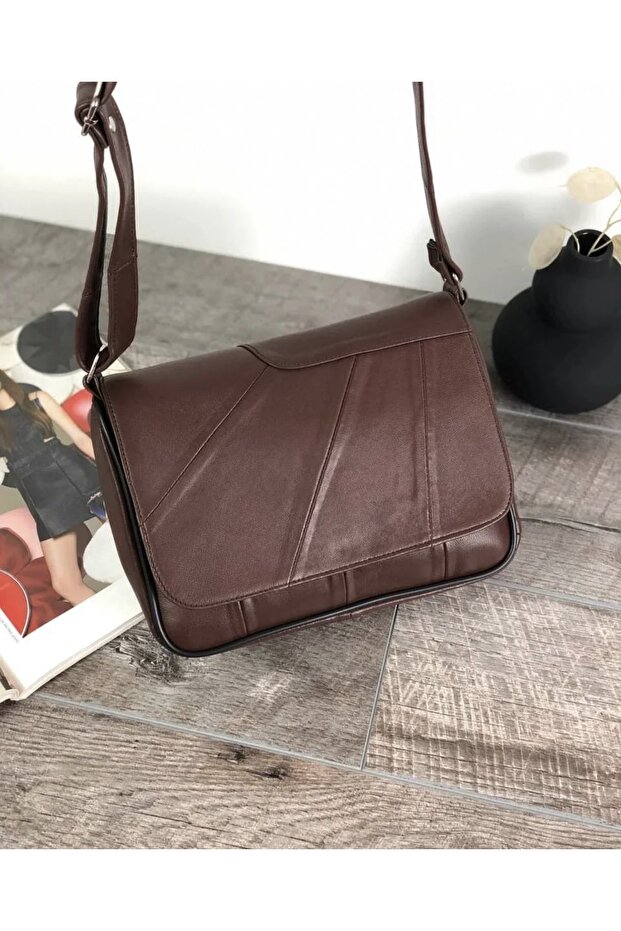 Genuine Leather Medium Size Adjustable Cross Strap Women's Shoulder Bag Brown 25*21*7 Cm
