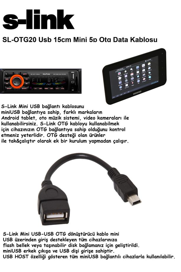 SL-OTG20 Mini 5p To Otg Usb Dişi Data Kablosu Tablet Pc İçin - 1