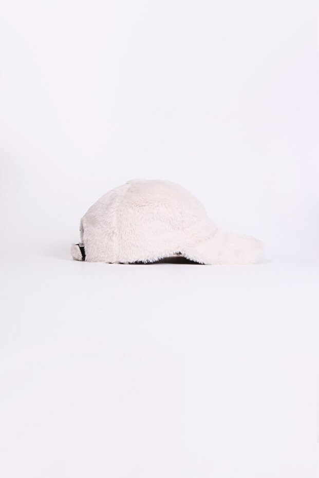 Krem Peluş Cap Şapka - 2