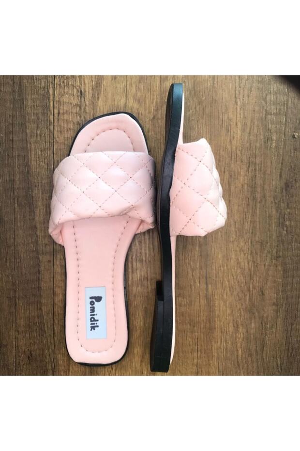 Kadın Pembe Kapitoneli Tek Bantlı Yazlık Terlik - 3