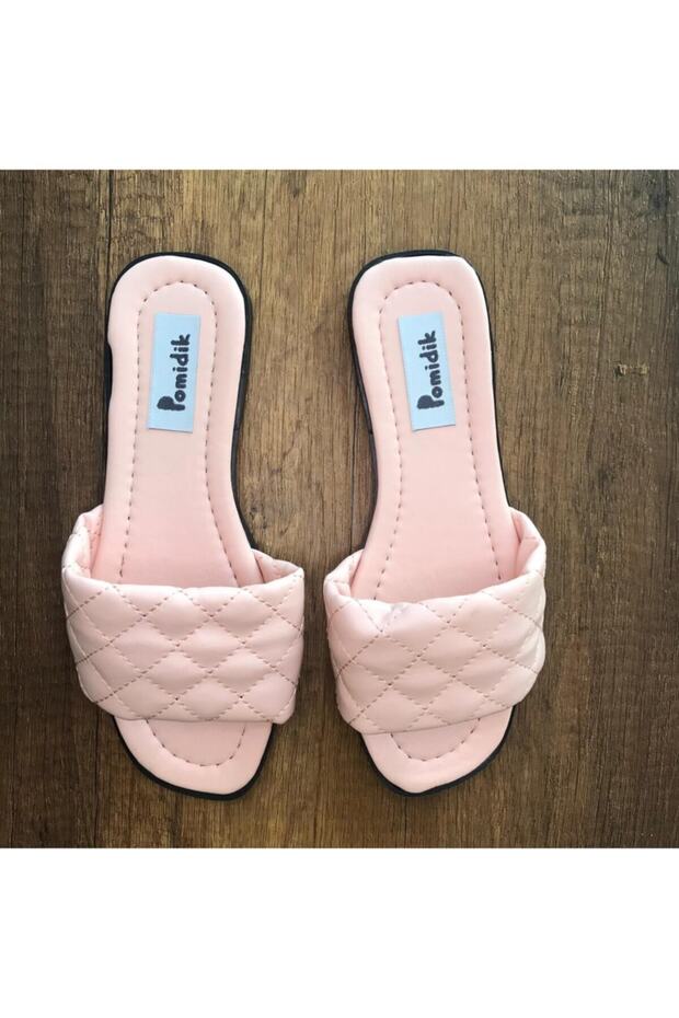 Kadın Pembe Kapitoneli Tek Bantlı Yazlık Terlik - 5