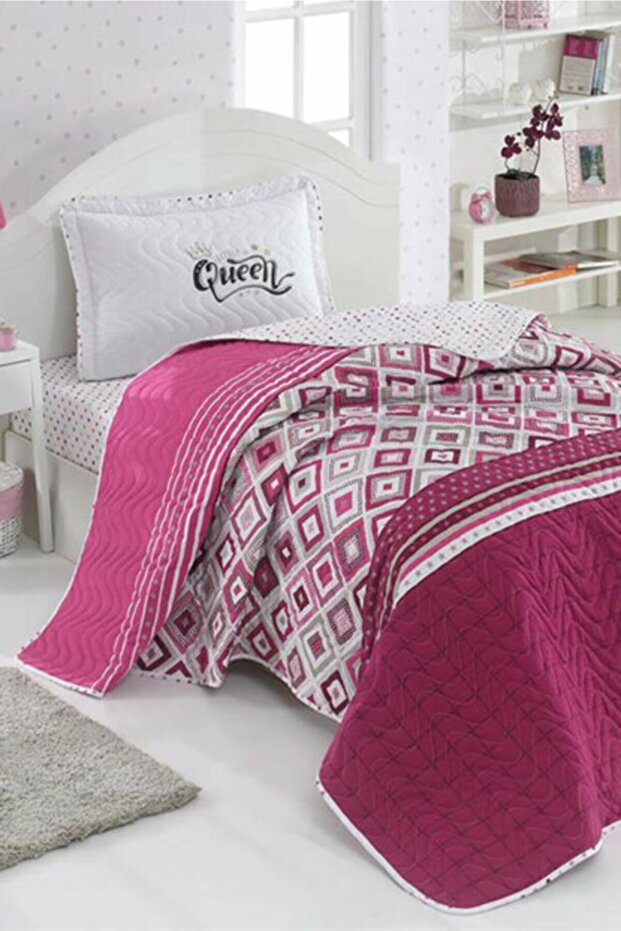 Pembe Ranforce Tek Kişilik Yatak Örtüsü - 1