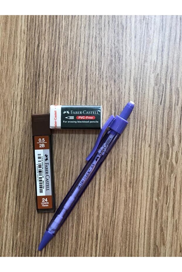 Tri Click 0.5mm Uçlu Kalem-silgi-uç Seti Mor - 1