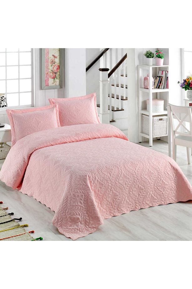 Örtüm Ivy Pudra Çift Kişilik Microfiber Kapitone Yatak Örtüsü - 1