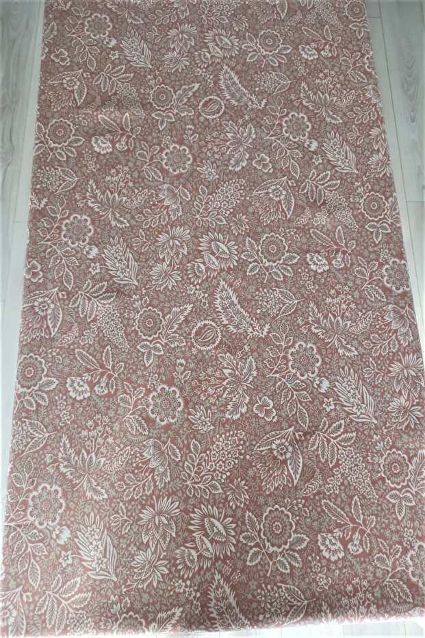Keten Dokulu Gül Desenlı Gül Kurusu Masa Örtüsü - 6