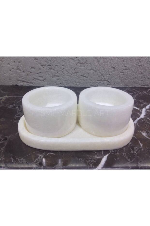 White Marble Spice Jar Set of 3