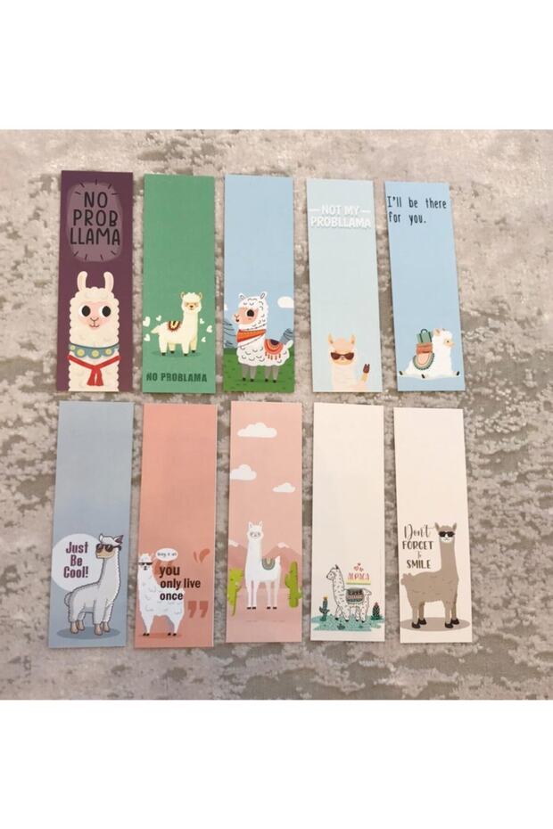 Lama Colored Mixed 10-Piece Patterned Bookmark Set Pytkkayr0025 - 1