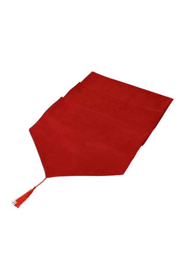 مفرش طاولة أمريكي ناعم باللون الأحمر - 40x150 سم - 1