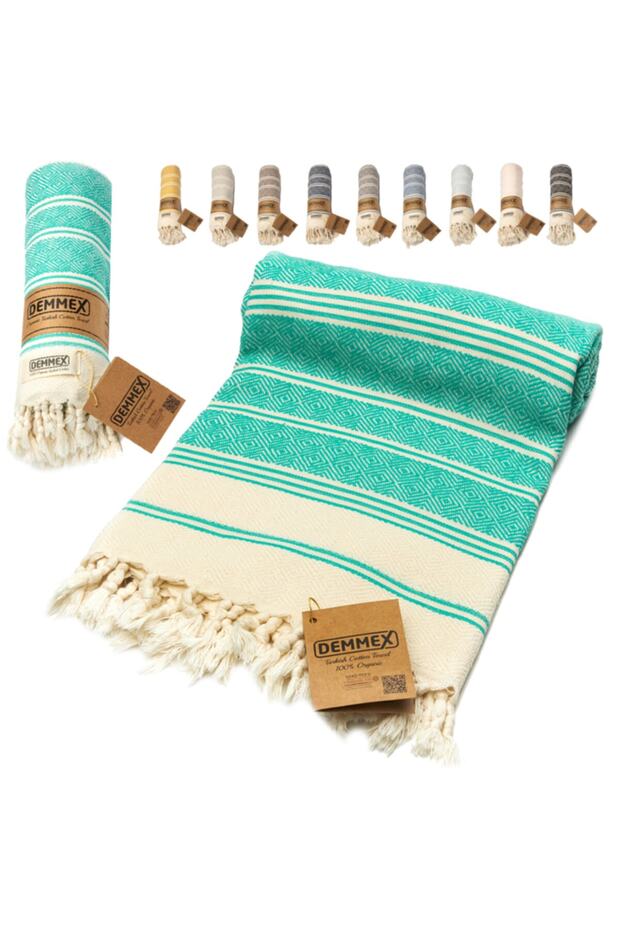 Certified 100% Organic Cotton Peshtemal Bath Beach Towel, 180x90cm, 450gr, Nile