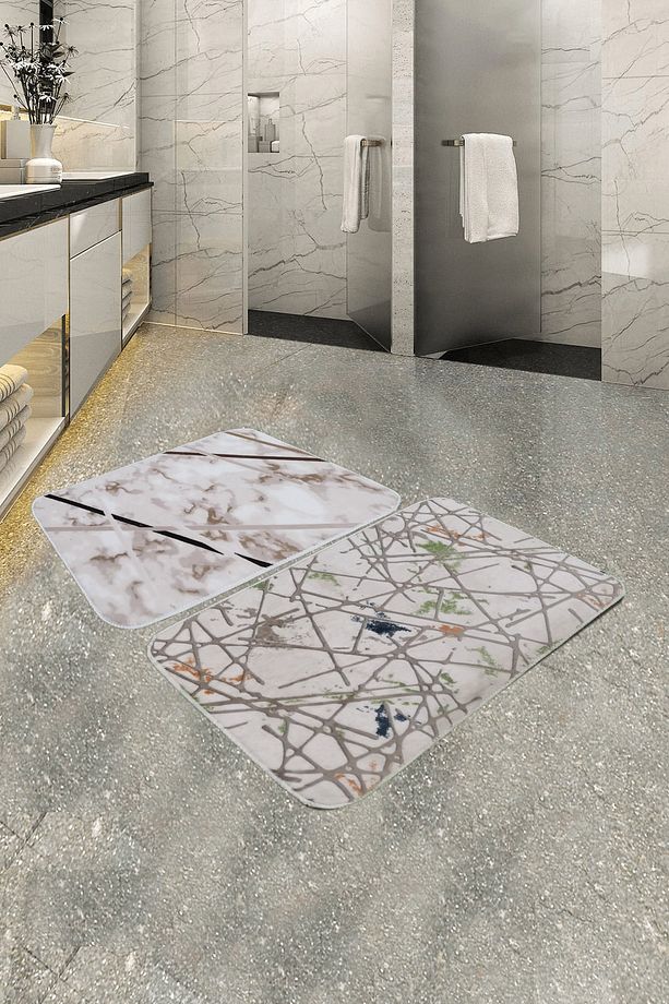 Değişik Renklerde Banyo Halısı Klozet Takımı Paspas Seti 2'li Set 80x50cm  60x100cm - 2