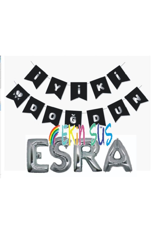Happy Birthday Banner And Esra Foil Balloon