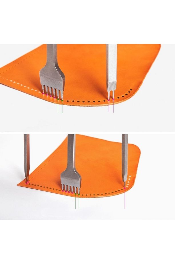 3 Mm Çapraz Çatal Zımba 4'lü Set, Deri Hobi Için 1'li, 2'li,4'lü Ve 6'lı Zımba Deri El Aleti - 7