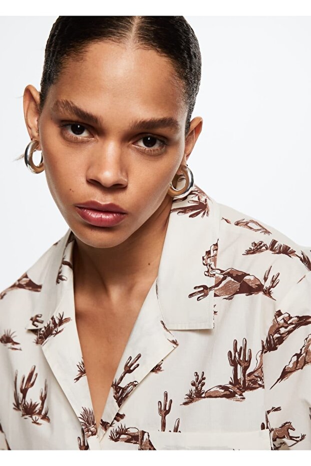 Desenli Pamuklu Gömlek - 5