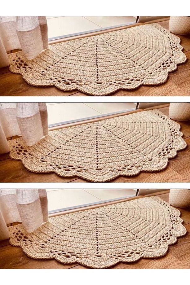 %100 El Örgüsü Balkon/ Kapı Önü Yarıma Paspas 90_46 Cm - 1