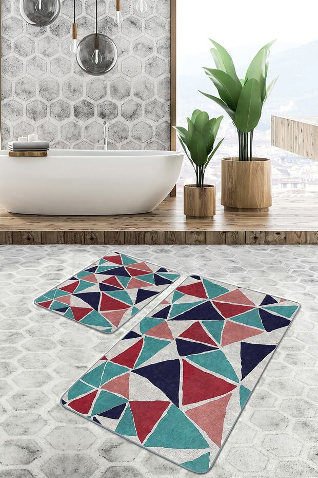 طقم مكون من قطعتين بتصميم هندسي بسيط وأنيق مكون من قطعتين مع تصميم مثلث على أرضية رمادية