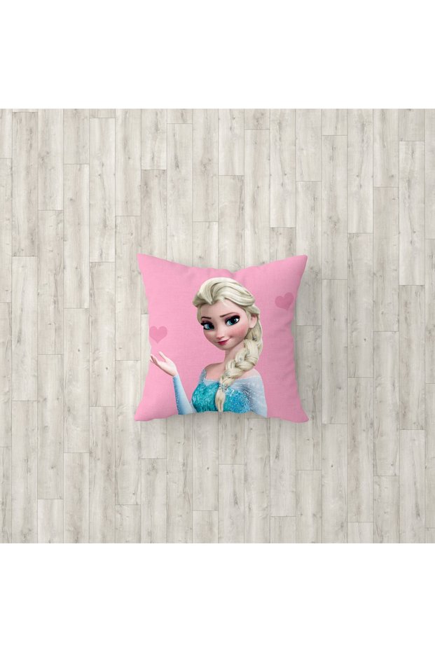 Elsa Patterned Pink Elsa Children's and Baby's Room 3-Piece Throw Pillow Cover Tlakr-069