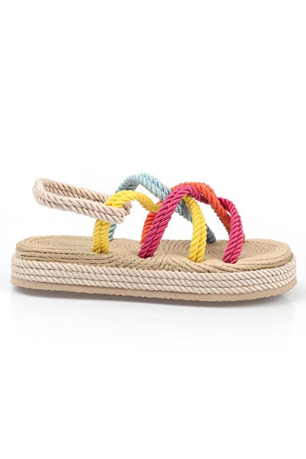 Capone Wedge Heel String Multi bézs női szandál - 2