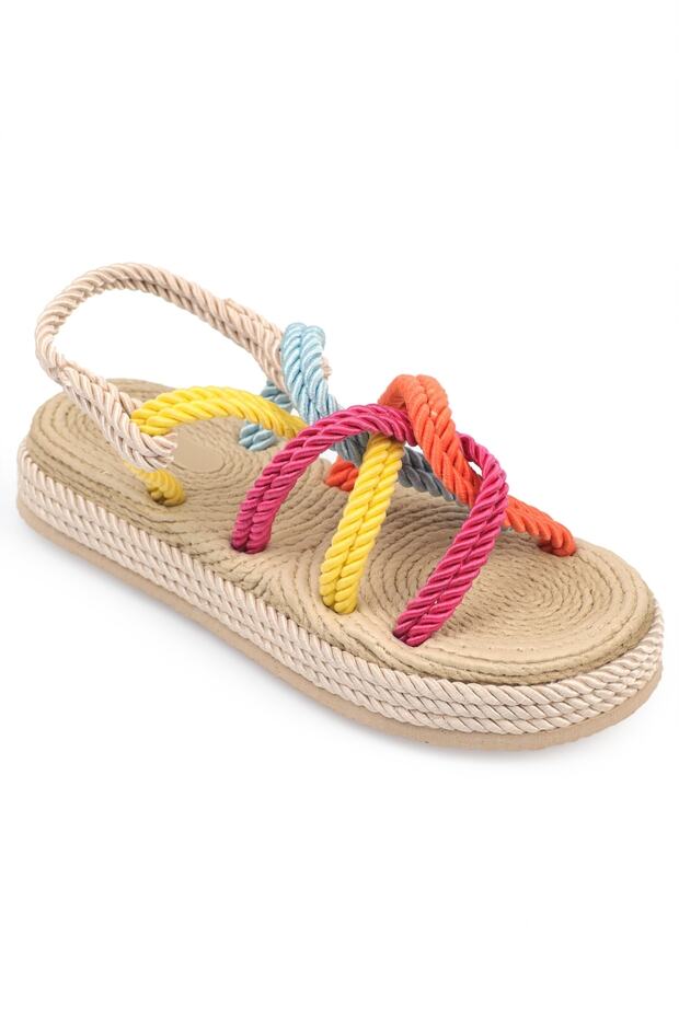 Capone Wedge Heel String Multi bézs női szandál - 3