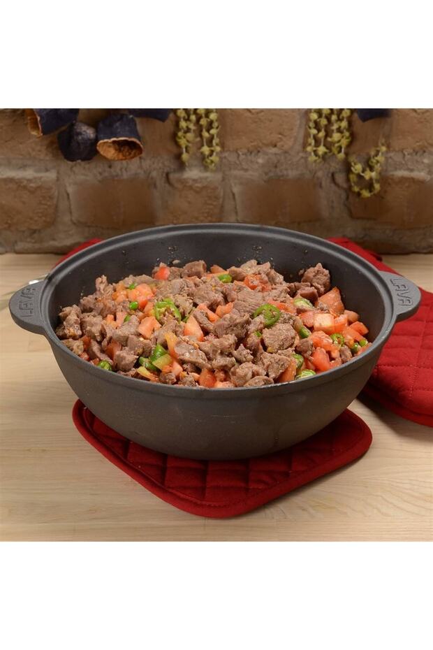 وعاء / وعاء دائري مصبوب بمقبض صلب 28 سم - 2