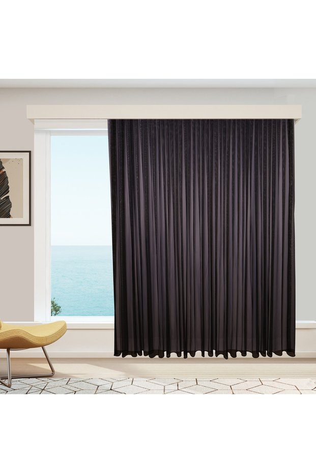 New Model, Patternless, Black Color, Wrinkle-Free, Leaded Skirts, 1-2.5 Pleats, Latest Fashion Tulle Curtain