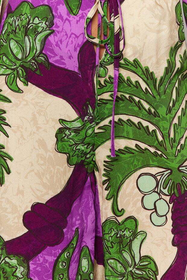 Tropikalny wzór Tkanina plażowa Wysoki stan Bluza-spodnie TBESS23AU00103 - 4