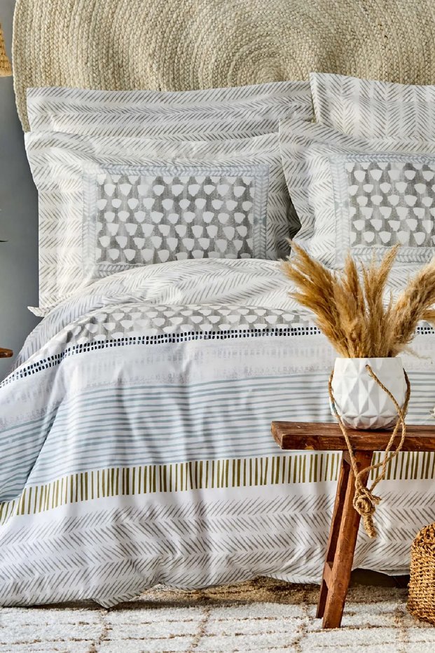 Lavero Light Gray 100% Cotton Double Duvet Cover Set