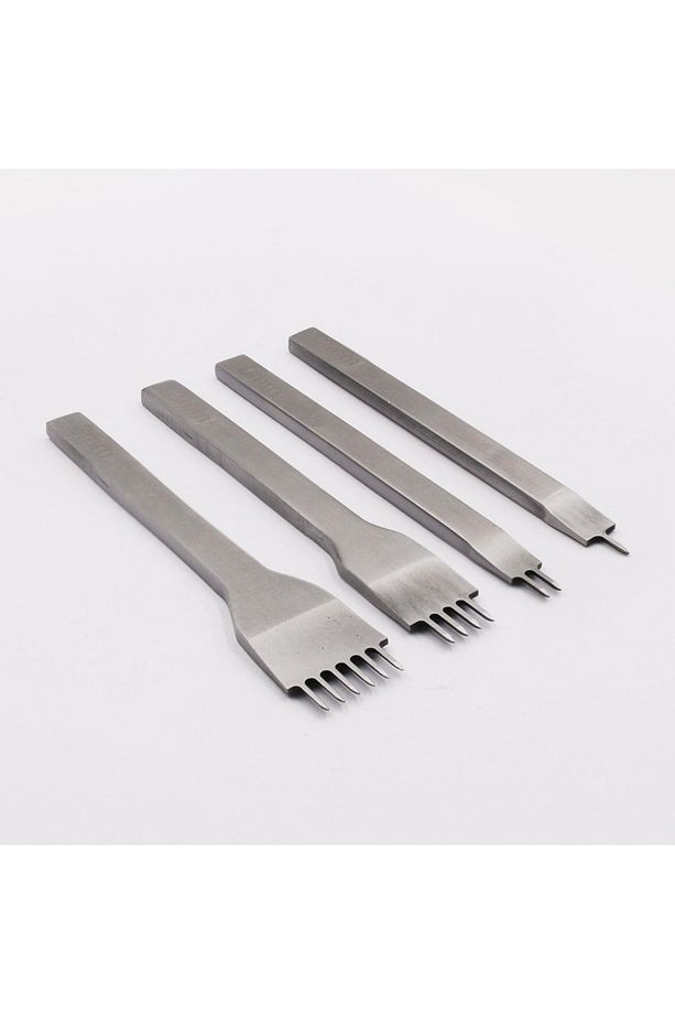 3 Mm Çapraz Çatal Zımba 4'lü Set, Deri Hobi Için 1'li, 2'li,4'lü Ve 6'lı Zımba Deri El Aleti - 1