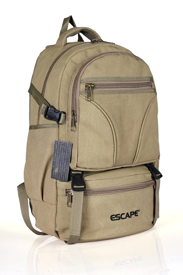 501 Unisex Beige Cream Mountaineer Waterproof Canvas Fabric Outdoor Backpack