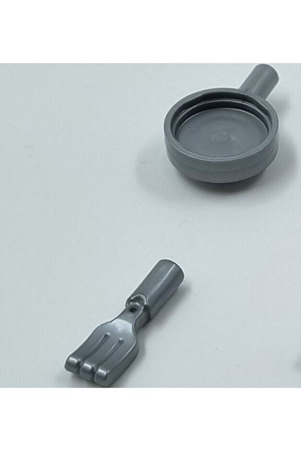 Orjinal Aksesuar Moc Custom Minifigür Minifigure Mutfak Gümüş Çatal Ve Tava 1 Adet Gönderilecek - 1