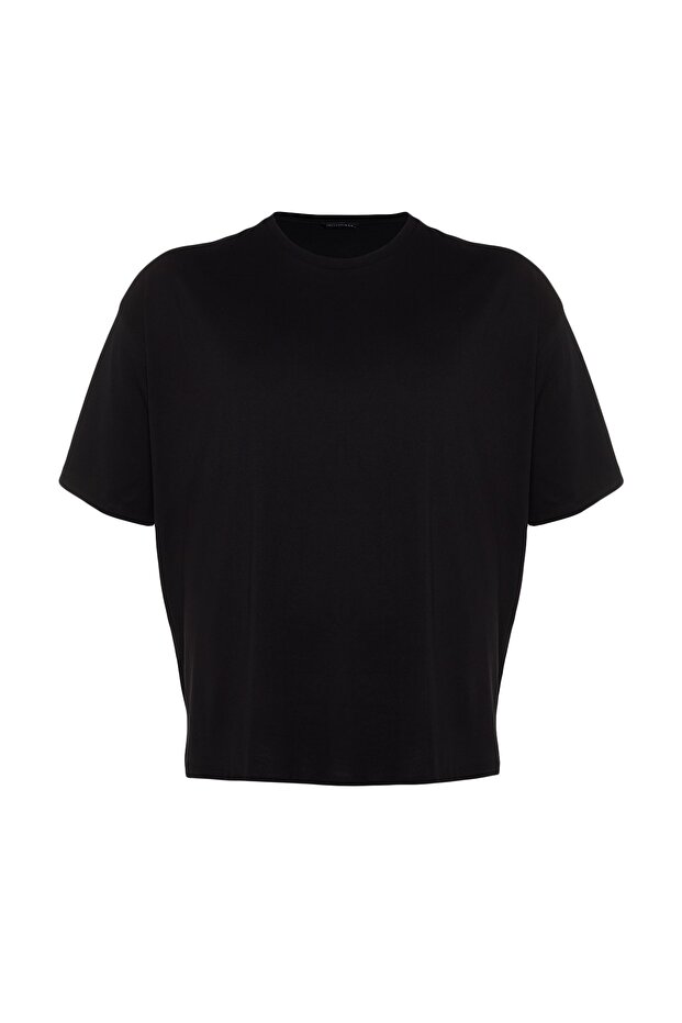 Siyah Büyük Beden Oversize/Geniş Kesim Rahat Çiçek Baskılı %100 Pamuklu T-Shirt TMNSS23TS00136 - 13