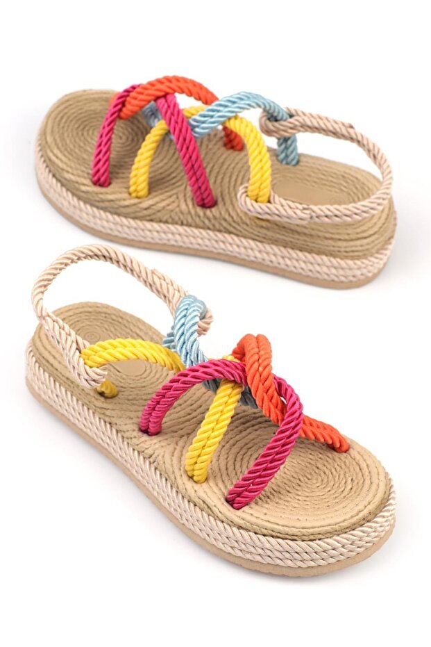 Capone Wedge Heel String Multi bézs női szandál - 1