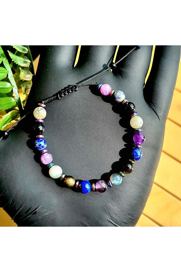 Sagittarius Natural Stone Bracelet > Amethyst - Lapis Lazuli - Gold Obsidian - Labrodite