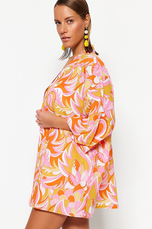 Soyut Desenli Dokuma %100 Pamuk Plaj Kimono&Kaftan TBESS23KM00040 - 3