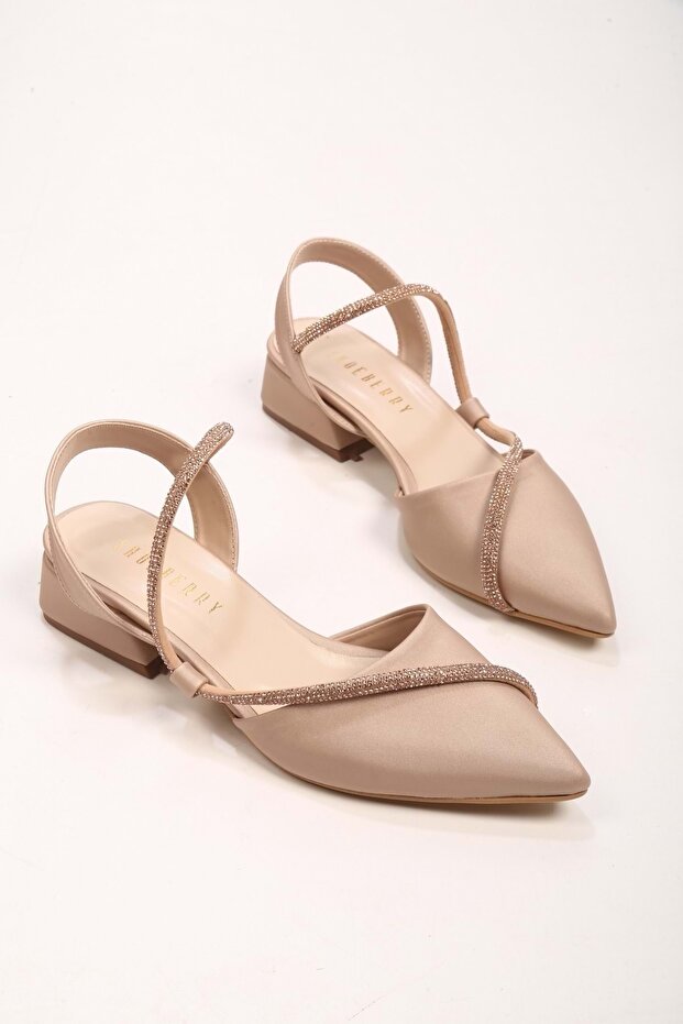 Női kedd szatén kősarkú cipő - 5