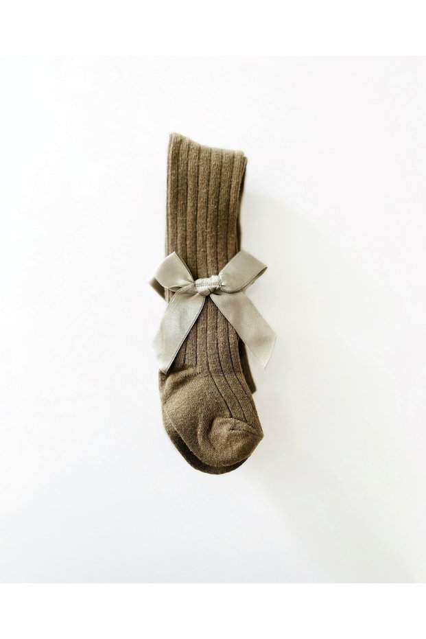 Baby Girl Bow Detailed Khaki Pantyhose