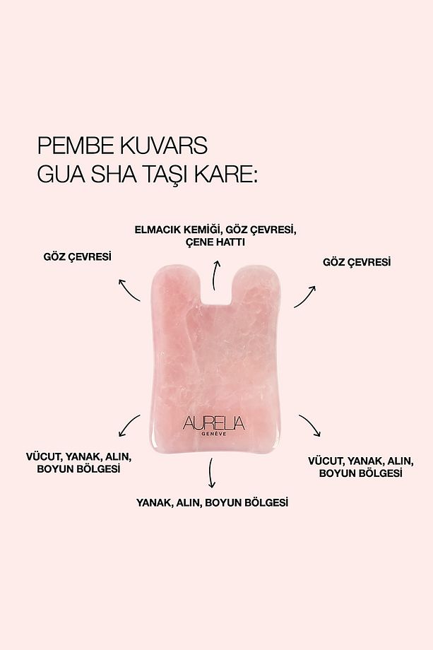 Rose Quartz Gua Sha Crystal - Square - Gua Sha Taşı - Pembe Kuvars - 2