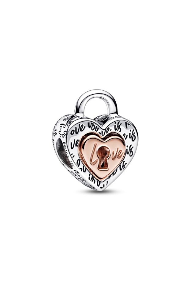 Two Color Padlock Charm S925 Silver